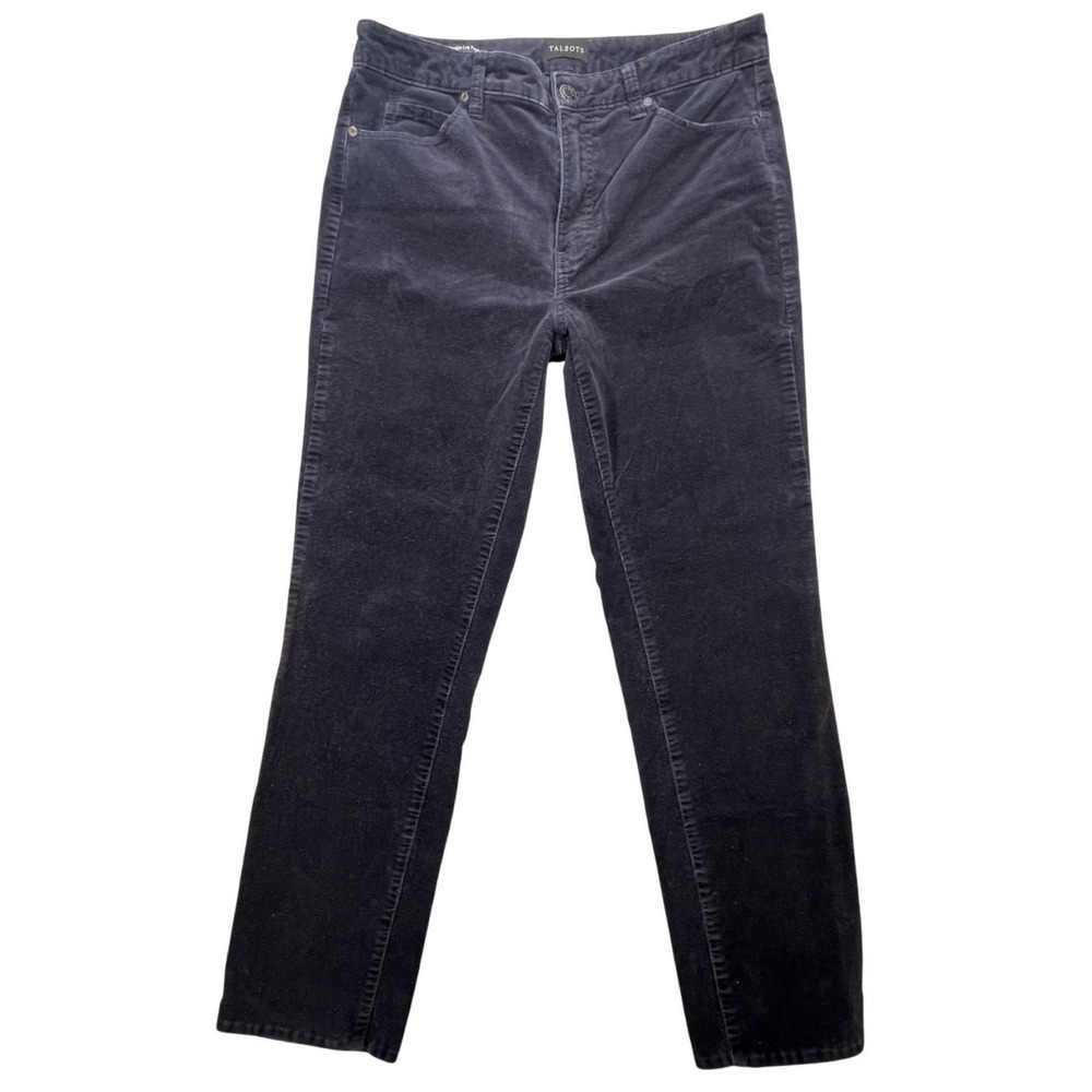 Talbots Navy Blue Corduroy Straight Leg Pants Women Size 6